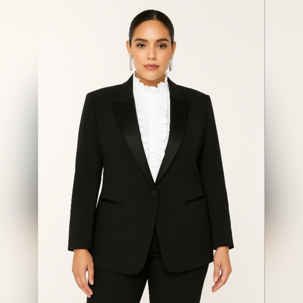 Charter Club Woman Tuxedo Jacket Black 18W